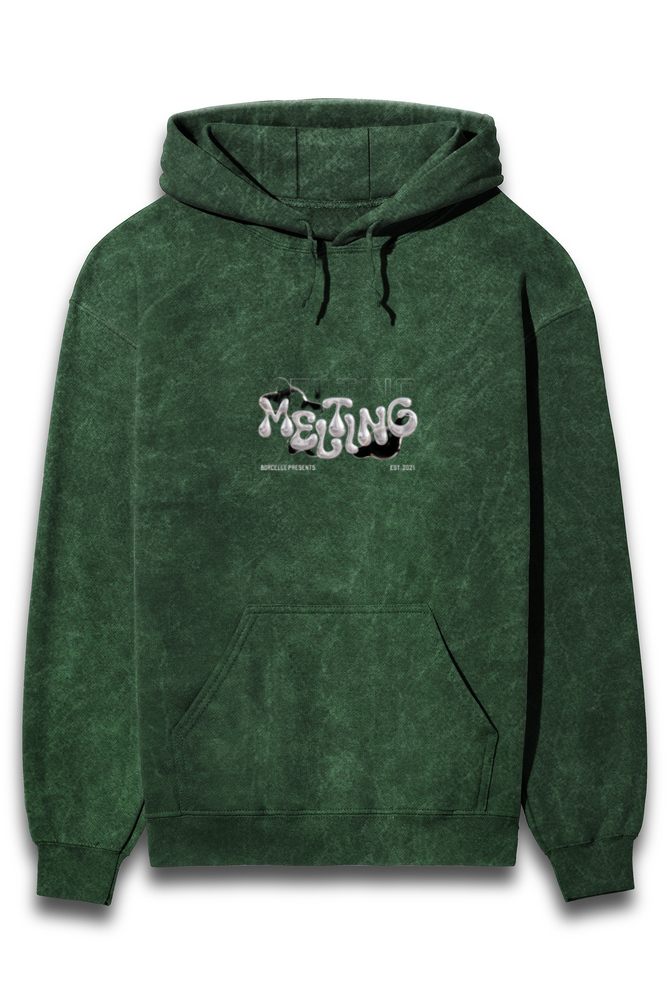 Meeting Printed Acid Wash Hoodie