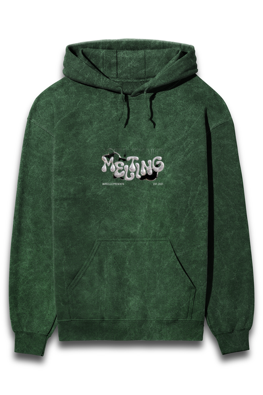 Meeting Printed Acid Wash Hoodie